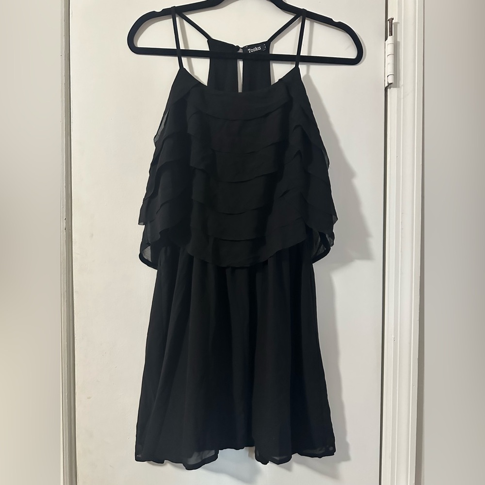 Toska Little Black Dress. Elegant Black Ruffled Dress